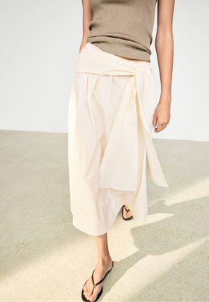 Massimo Dutti, FLOWING SKIRT WITH SCARF DETAIL - Jupe trapèze - beige