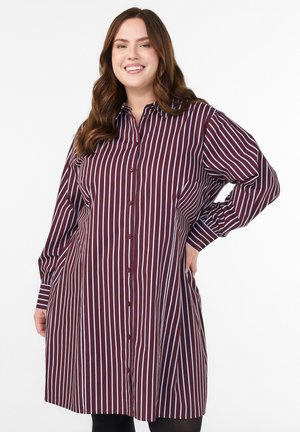 GESTREIFTES MIT GUMMIZUG IN DER TAILLE - Blusenkleid - tawny port w stripe