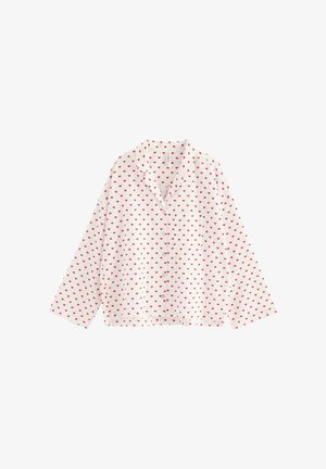 Witte overhemd met lange mouwen, met een patroon van kleine rode harten. Gemaakt van lichtgewicht stof met een relaxte pasvorm.