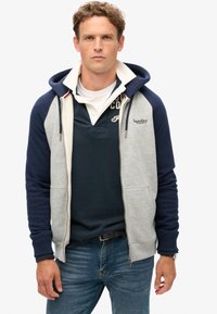 Superdry & Co ESSENTIAL BASEBALL - Sudadera con cremallera - athletic grey marl rich navy marl