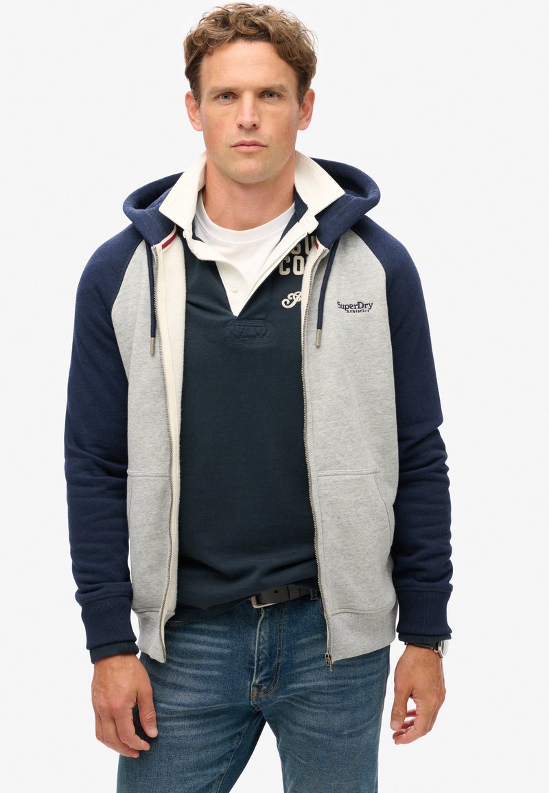 Superdry & Co ESSENTIAL BASEBALL - Sudadera con cremallera - athletic grey marl rich navy marl