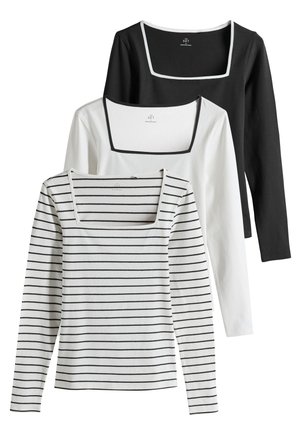 THE SET REGULAR FIT - 3 PACK SQUARE NECK - Maglietta a manica lunga - black/white stripe