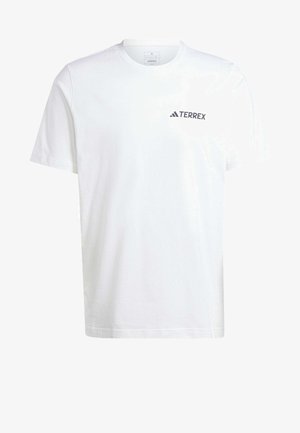 Witte katoenen t-shirt met korte mouwen, met een klein zwart "TERREX" logo op de linker borst. Klassiek design met ronde hals.