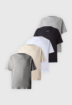 YOURTURN by Zalando, UNISEX 5PACK OVERSIZED FIT - Βασικό μπλουζάκι - black/white/grey/sand