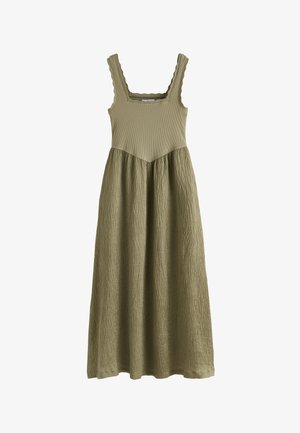 Next, REGULAR FIT - JERSEY WOVEN MIX MIDI DRESS . - Jerseykjole - khaki green