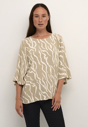 Kaffe KAAMBER WIDE SLEEVE - Bluse - chinchilla white zebra print