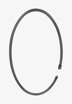 Câble noir tressé flexible avec embouts métalliques, une extrémité marquée du logo "BREIL", enroulé en forme de boucle ouverte sur fond blanc.