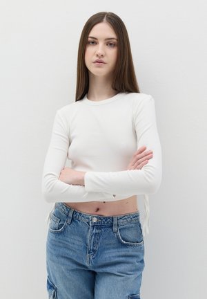 CROP WITH LACES - Maglietta a manica lunga - optical white
