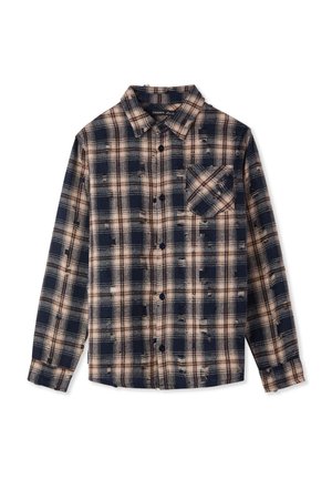 A QUADRI E STAMPA RETRO CON STRAPPI - Camicia - nero