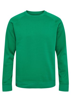 Groen sweatshirt gemaakt van zachte stof, met een ronde halslijn en lange raglanmouwen. Eenvoudig ontwerp met geribbelde manchetten en zoom.