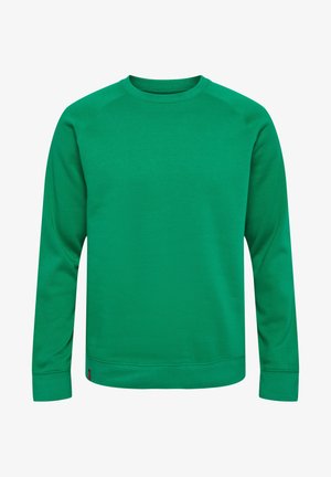 Groen sweatshirt gemaakt van zachte stof, met een ronde halslijn en lange raglanmouwen. Eenvoudig ontwerp met geribbelde manchetten en zoom.