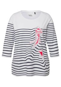 Ulla Popken Maglia con righe di glitter, scollo a V e maniche a 3/4 (60