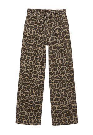 LEOPARD PRINT WITH DRAWSTRING - Jeans Straight Leg - brown
