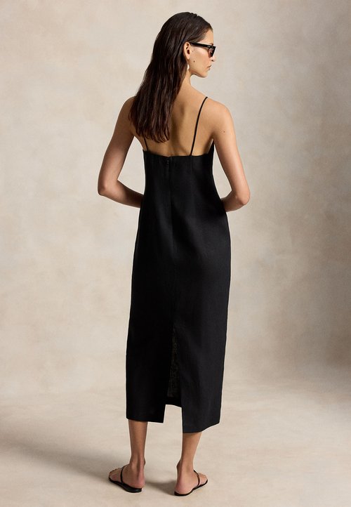 Polo Ralph Lauren STRIPED SILK BLEND DRESS - Day dress - white/black/black  - Zalando
