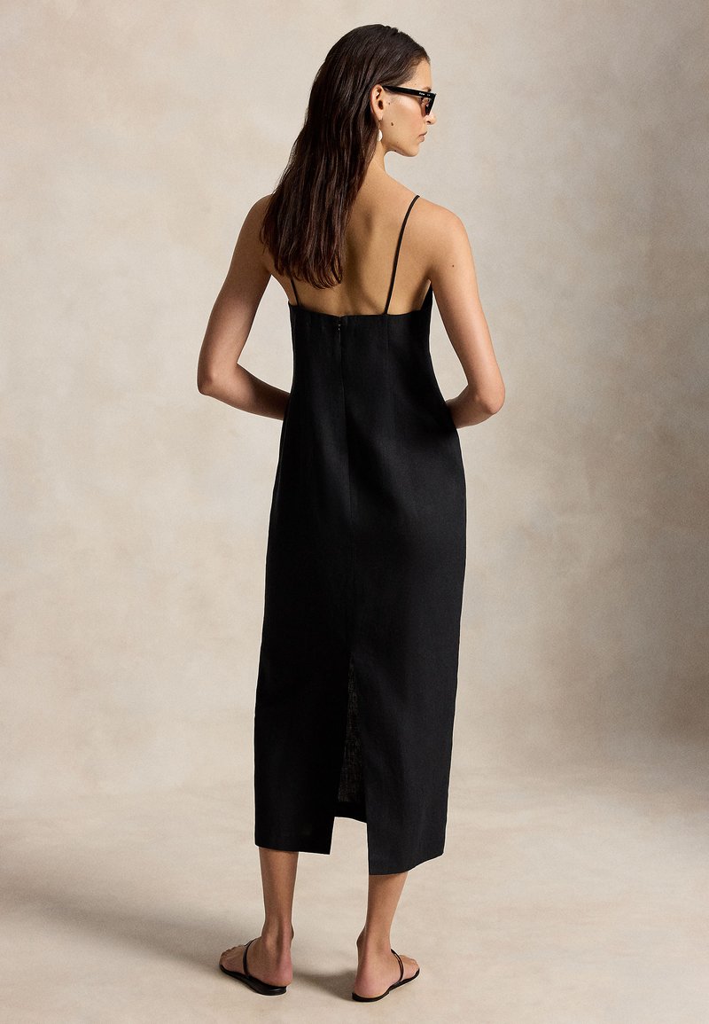 ralph lauren black sleeveless dress Polo LINEN COLUMN - Day dress - 21Six Black LAURENT TULLE Color:Guava off shoulder mini dress grazing length