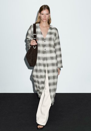 LONG CHECK TUNIC DRESS - Skjortekjole - grey