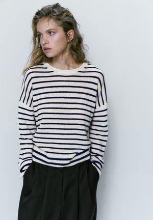 STRIPED CREW NECK - Jumper - blue
