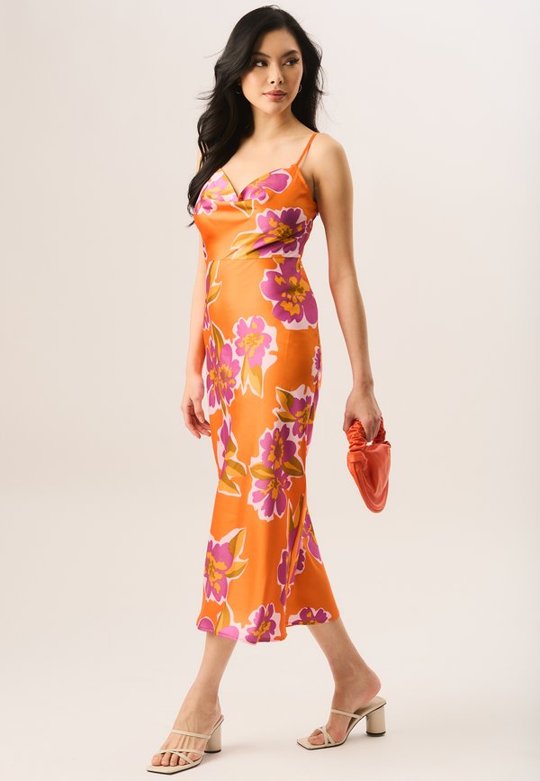FLORAL PRINT SLIP MIDI  - Day dress - orange4