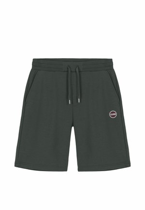 Tumehallid vabaaja lühikesed püksid elastse vöökohaga, eesmine pael, küljetaskud ja väike ümmargune "Colmar" logo paremal jalal.