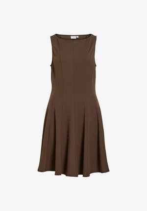VILA, SHORT DRESS VICLARA SLEEVELESS - Trikotaažkleit - chocolate brown