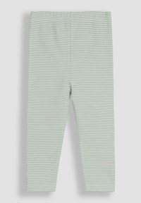 Leggings iz mehkega blaga, z lahkim zeleno-belimi črtami, z elastičnim pasom in oprijetim dizajnom na gležnjih.