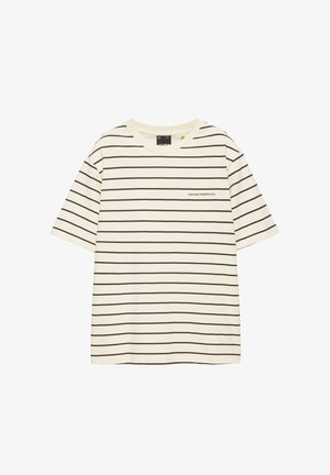 PULL&BEAR, STRIPED SLOGAN SHORT SLEEVE - T-SHIRT - T-shirt imprimé - yellow