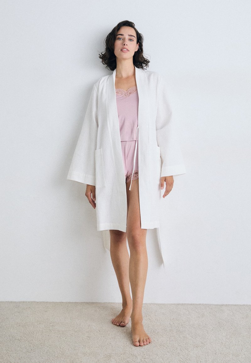 Hunkemller KIMONO SHORT WAFFLE - Dressing gown - white - Zalando Hunkemller KIMONO SHORT WAFFLE - Dressing gown - white - Zalando