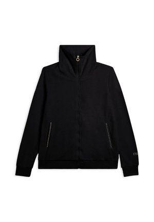 TURTLENECK WITH RHINESTONE LOGO - Felpa con zip - black