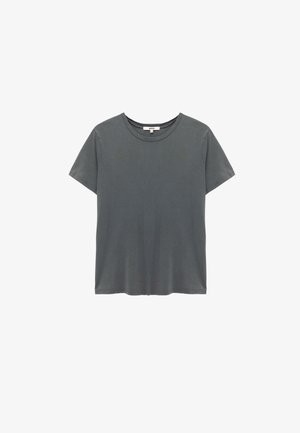 Grijze T-shirt met korte mouwen van zachte katoen, met een ronde hals, een relaxte pasvorm en een minimalistisch ontwerp zonder patronen of accenten.