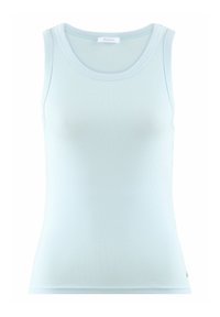Lyseblå ribbet tanktop med rund udskæring, slim fit og diskret logo-accent ved kanten. Fremstillet af et strækbart, glat stof.