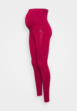Leggings de maternidade em rosa vibrante, com uma cintura elástica e um design ajustado. Feitas de material suave, proporcionam um conforto agradável.