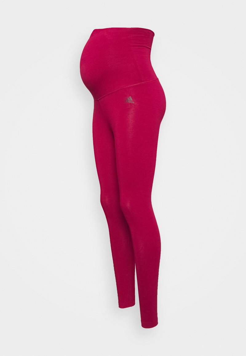 Leggings de maternidade em rosa vibrante, com uma cintura elástica e um design ajustado. Feitas de material suave, proporcionam um conforto agradável.