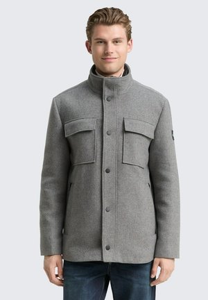Mantel - light stone grey wool twill