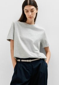 Selected Femme SLFESSENTIAL BOXY TEE - T-Shirt basic - light grey melange