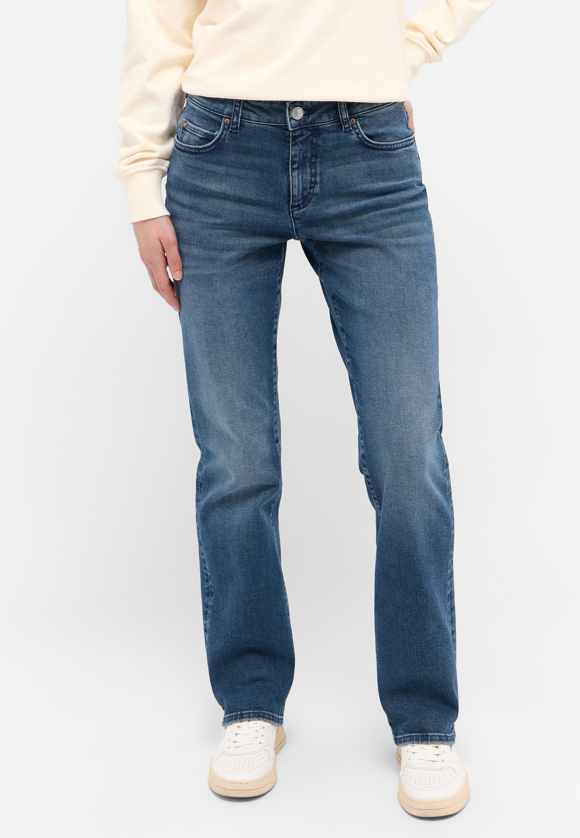 Jeans Donna MUSTANG Crosby | Vestibilità Rilassata Dritta In Cotone Elastico | Modello A 5 Tasche Con Effetto Usato
