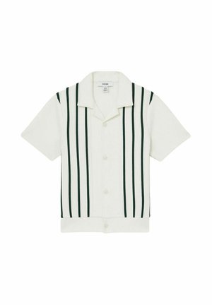 REISS CHAPLIN STRIPE CUBAN COLLAR SHIRT - Hemd - off white green