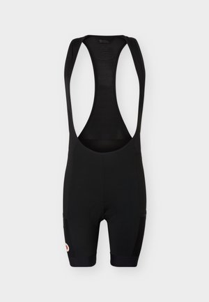 Cuissard de cyclisme noir sans manches avec panneau arrière en maille et zone de siège rembourrée, conçu pour un usage sportif.