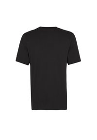 Sort kortærmet T-shirt, lavet af bomuld, med rund hals og et enkelt design uden yderligere dekorationer eller mønstre.