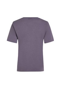 Rundhalset, T-shirt med korte ærmer i lys lilla, lavet af en blød bomuldsblanding. Har en ensfarvet bagside uden grafik eller udsmykninger.