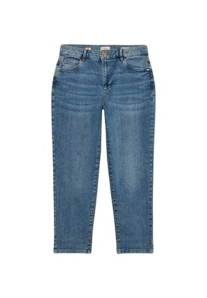 Jeans in denim azzurro chiaro con vestibilità slim, design a cinque tasche e chiusura con bottone in vita. Tessuto morbido, con dettagli di leggero sbiadimento.
