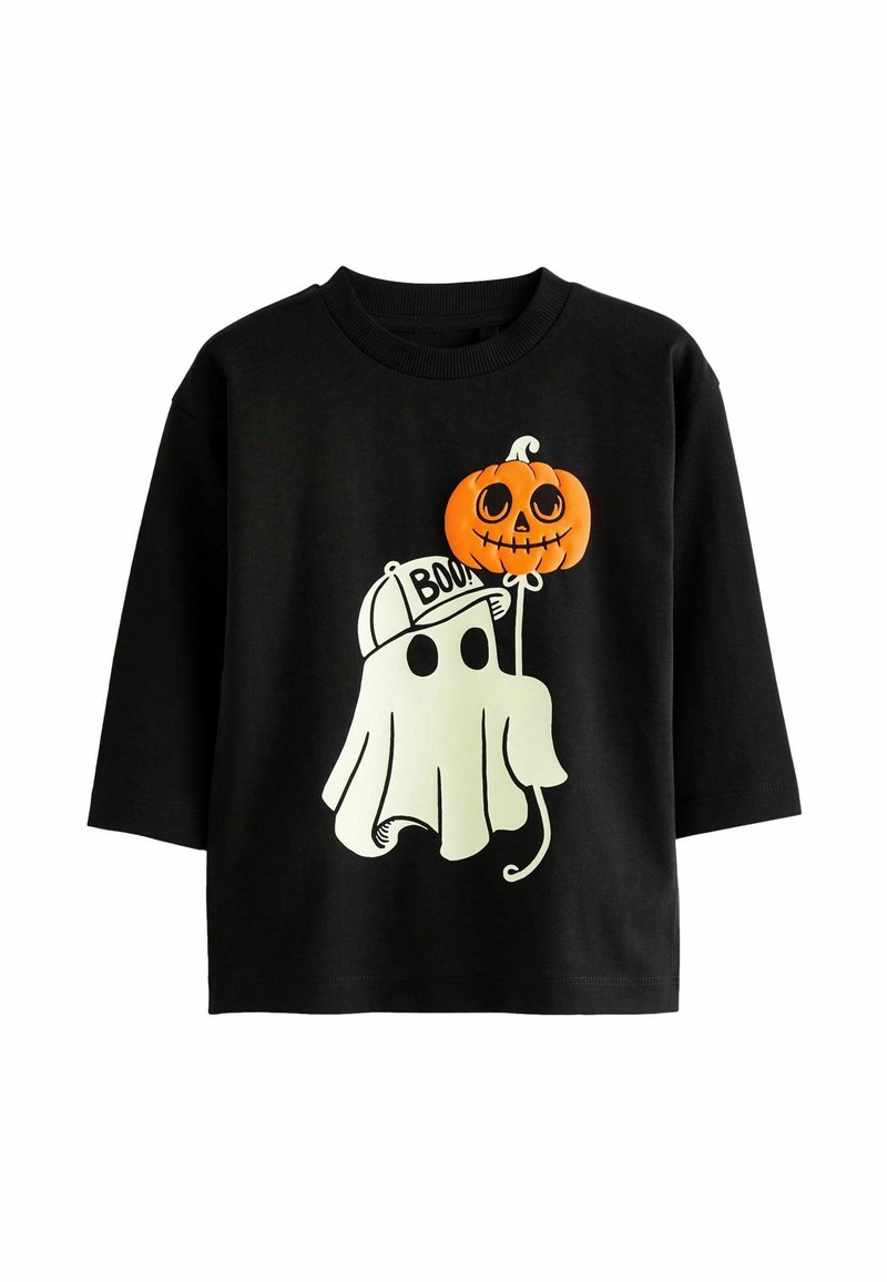 T-shirt Manches Longues Halloween Pour Homme - Imprimé Festif - Noir - Décontracté Et Confortable