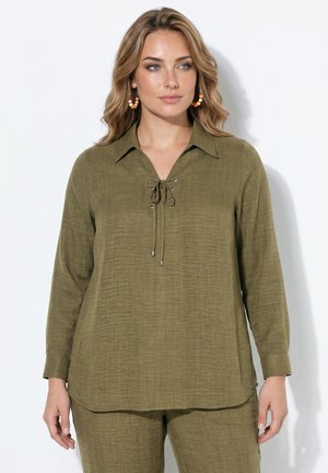 MIAMODA BLUSENSHIRT, A-LINIE, HEMDKRAGEN, SCHNÜRUNG - Bluse - dark olive