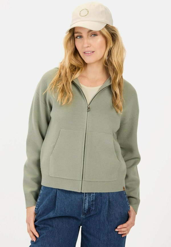 MIT KAPUZE - Strickjacke - eucalyptus