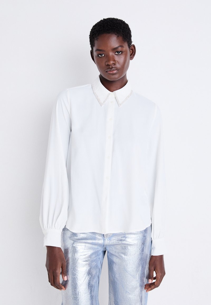 ONLY ONLVINEA LIFE SHIRT - Blúzka so zapínaním na gombíky - creme