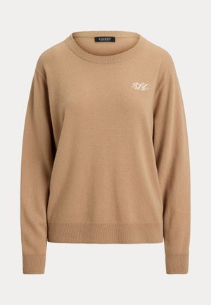 Lauren Ralph Lauren, EMBROIDERED CASHMERE CREWNECK SWEATER - Пуловер - camel