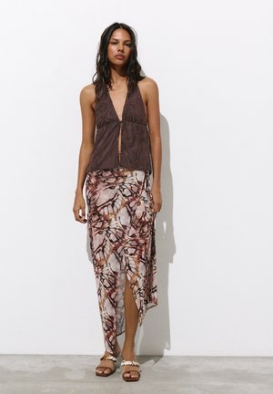 PULL&BEAR, SEQUINNED HALTER - TOP - Blouse - brown