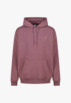 Hoody in gedempte mauve kleur, van katoen, met een voorvak en een trekkoord bij de hals. Voorzien van een klein logo op de borst.