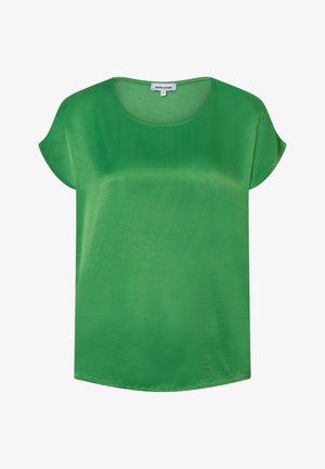 Grüne Kurzarmbluse mit rundem Ausschnitt und glattem, leichtem Stoff, Größe 36, mit dem Etikett More & More.