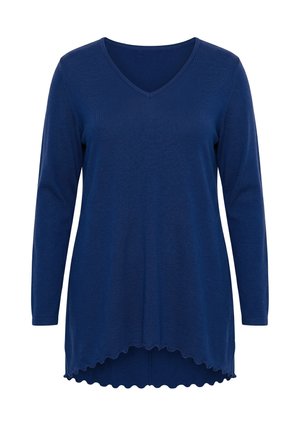 MIAMODA, PULLOVER, A-LINIE, LEICHTER STRICK, LANGARM, WELLENSAUM - Strickpullover - dark blue