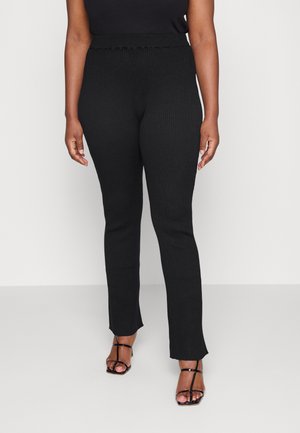 SLIM TROUSERS WITH SLIGHT - Calças - black